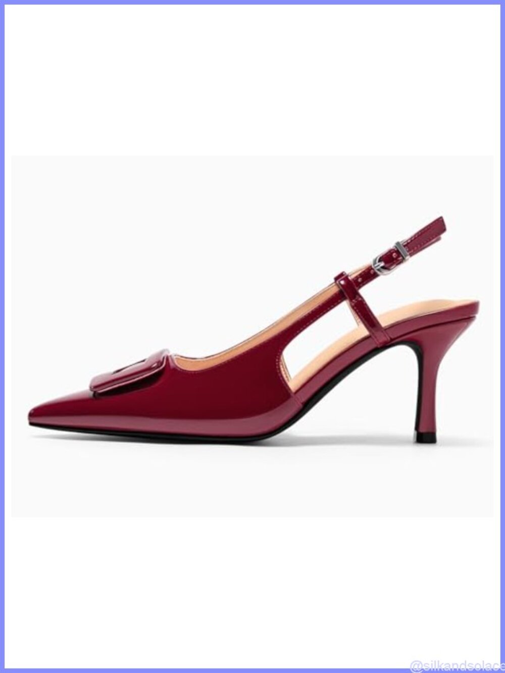 Slingback High Heels Closed Pointed Toe Pumps Ankle Strap Dress Shoes - Picture 4 of 6